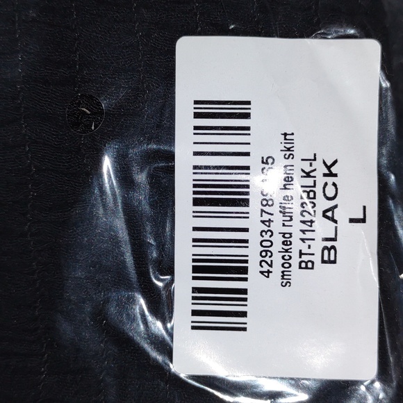 AMARYLLIS Pacific Coast Smocked Ruffle Hem Skirt in Black - Picture 3 of 4